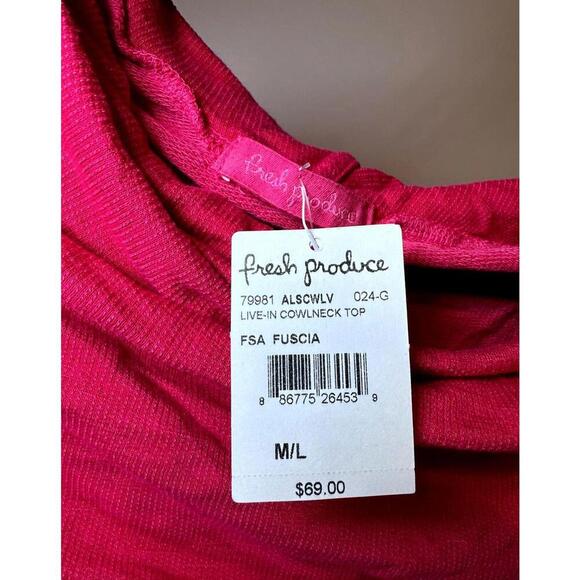 Fresh Produce Live-In Cowlneck Top - Fuchsia, M/L - Picture 3 of 3